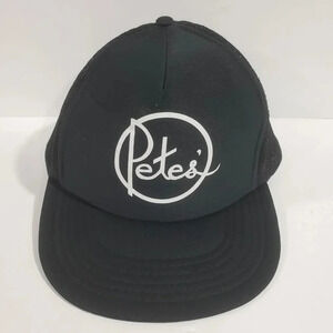 Petes Black Mesh Snapback Mens trucker  hat.